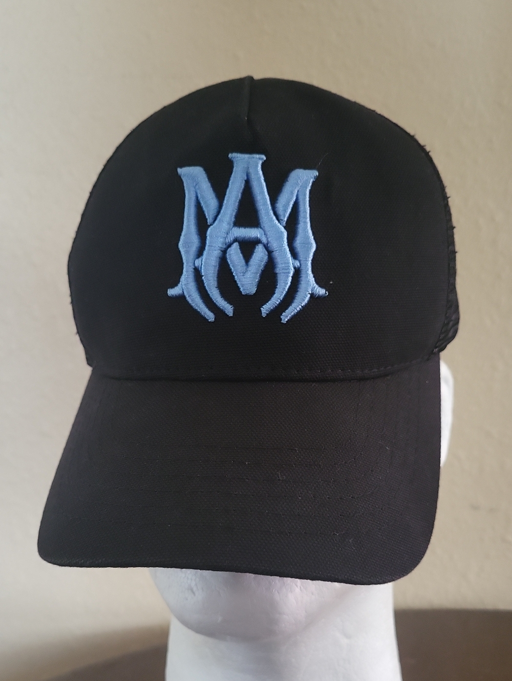 AMIRI MA LOGO  BLACK/BLUE 100% AUTHENTIC TRUCKER HAT